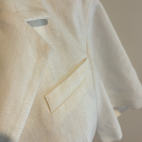 Abercrombie White Linen Cropped blazer Large - Picture 4 of 6